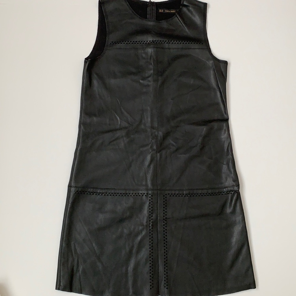 Zara Basic Faux Leather Sleeveless Sheath Dress